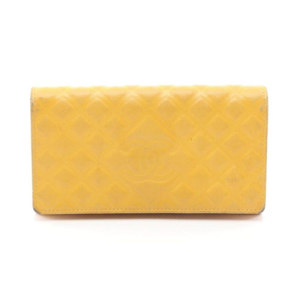 CHANEL Leather Long Bifold Wallet